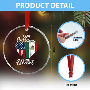 Mexican Roots Crystal Glass Ornament Mexican American Flag Two Cultures One Heart TS10 Print Your Wear