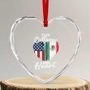 Mexican Roots Heart Crystal Glass Ornament Mexican American Flag Two Cultures One Heart TS10 Transparent Glass 3'' Heart Print Your Wear