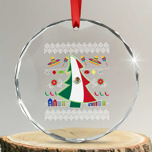 Mexican Xmas Crystal Glass Ornament Mexico Flag Xmas Tree Ugly Sweater TS02 Transparent Glass 3'' Circle Print Your Wear