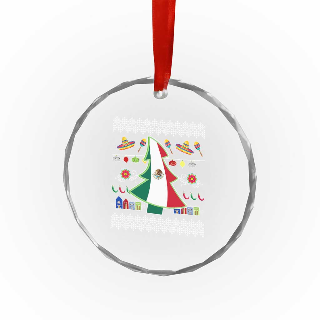 Mexican Xmas Crystal Glass Ornament Mexico Flag Xmas Tree Ugly Sweater TS02 Print Your Wear