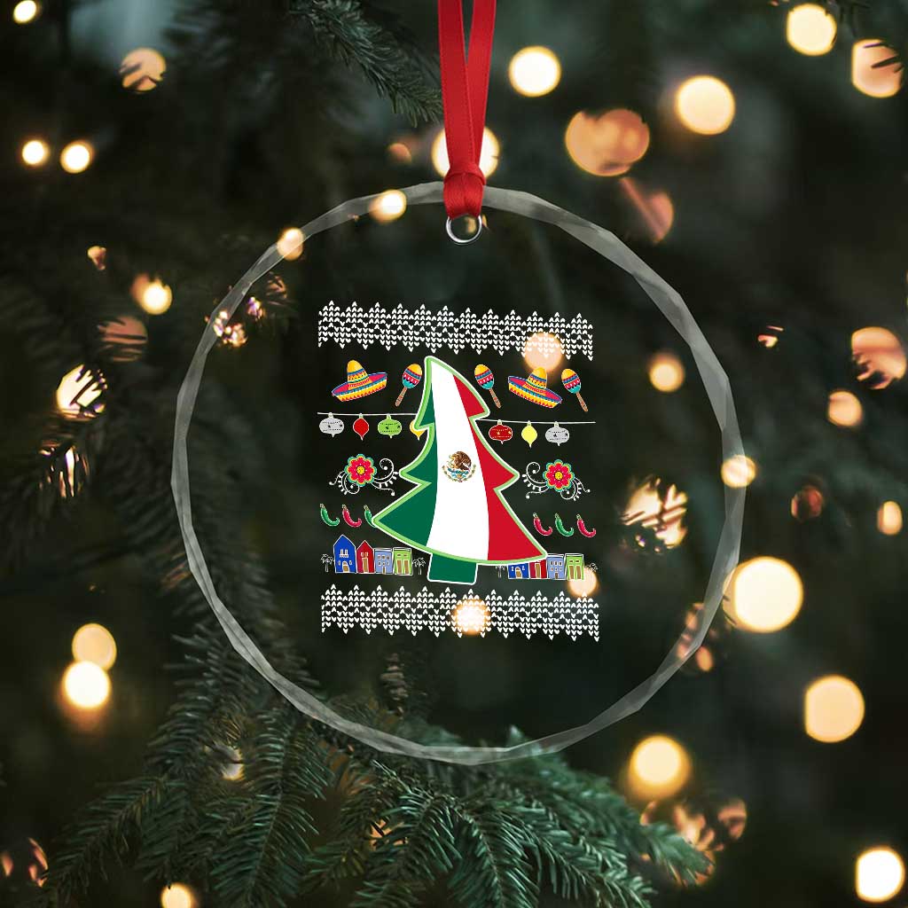 Mexican Xmas Crystal Glass Ornament Mexico Flag Xmas Tree Ugly Sweater TS02 Print Your Wear