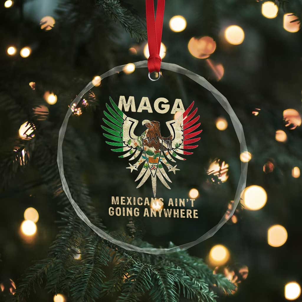 Mexicans Ain't Going Anywhere Crystal Glass Ornament Eagle Mexico Flag Retro Vintage TS02 Print Your Wear