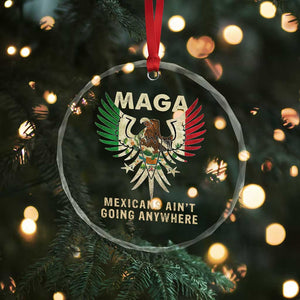 Mexicans Ain't Going Anywhere Crystal Glass Ornament Eagle Mexico Flag Retro Vintage - Print Your Wear
