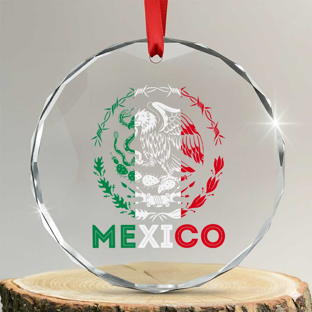 Mexico Coat of Arms Crystal Glass Ornament Eagle Mexican Flag Mexico Heritage Roots TS10 Transparent Glass 3'' Circle Print Your Wear
