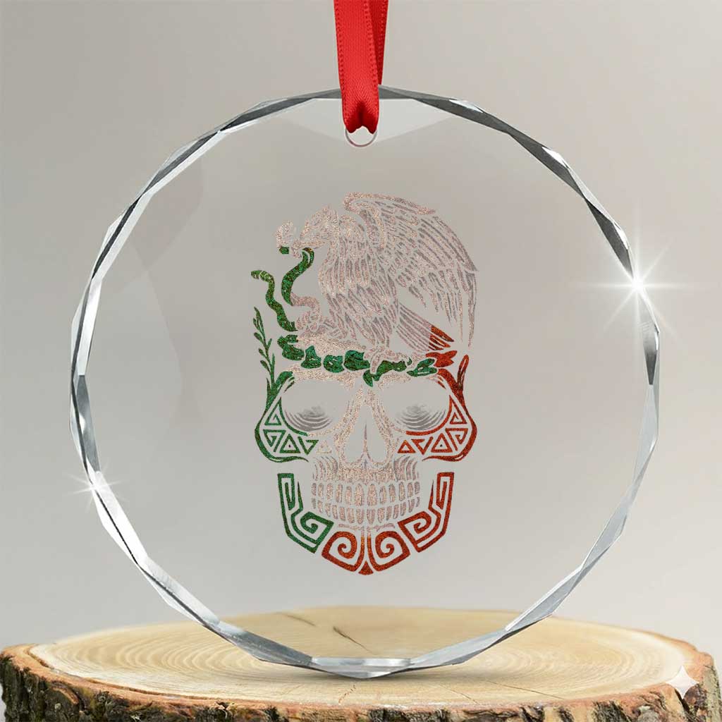 Mexico Coat of Arms Skull Crystal Glass Ornament Eagle Mexican Flag Mexico Heritage Roots TS10 Transparent Glass 3'' Circle Print Your Wear