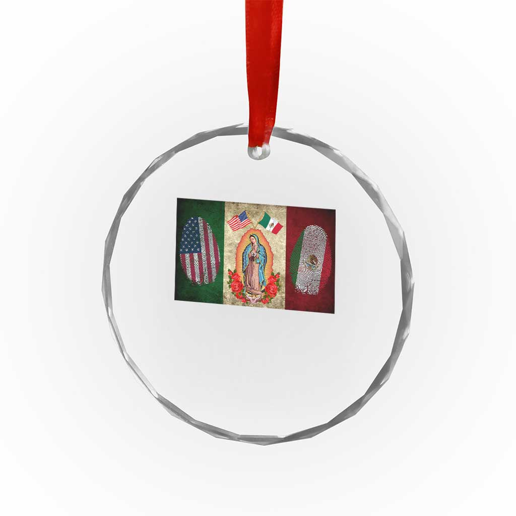 Mexico Flag Crystal Glass Ornament Virgin Mary Mexican American Patriotic Mexican Roots TS10 Print Your Wear