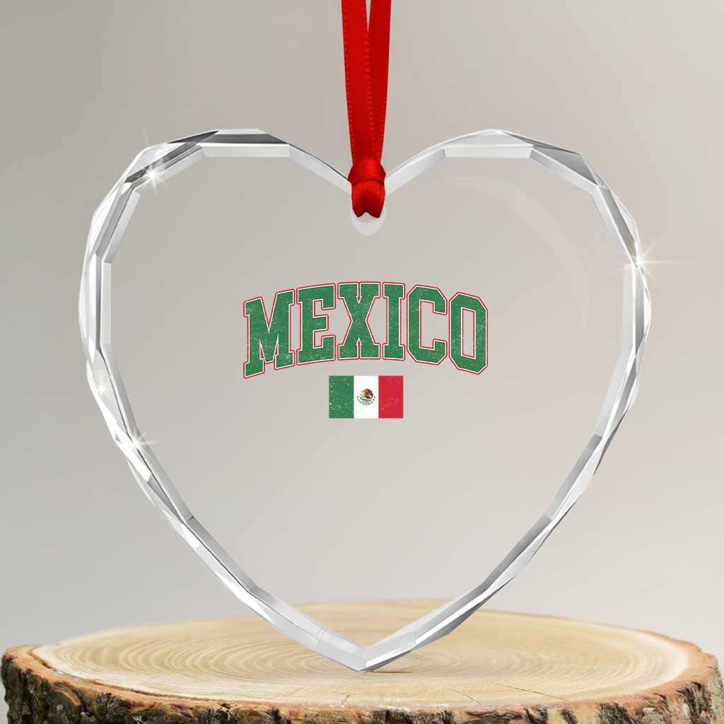 Mexico Flag Vintage Mexican Pride Heritage Heart Crystal Glass Ornament TS11 Transparent Glass 3'' Heart Print Your Wear