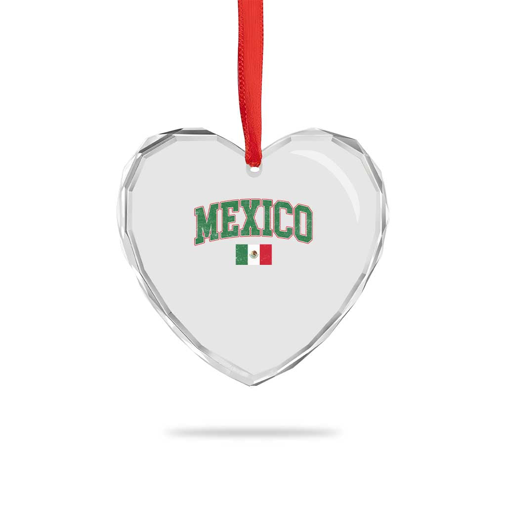 Mexico Flag Vintage Mexican Pride Heritage Heart Crystal Glass Ornament TS11 Print Your Wear