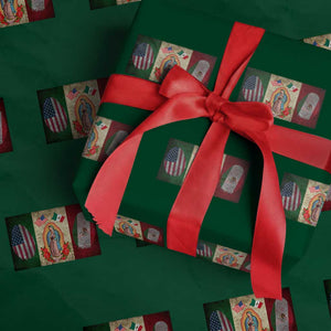 Mexico Flag Wrapping Paper Roll Virgin Mary Mexican American Patriotic Mexican Roots TS10 Green Print Your Wear