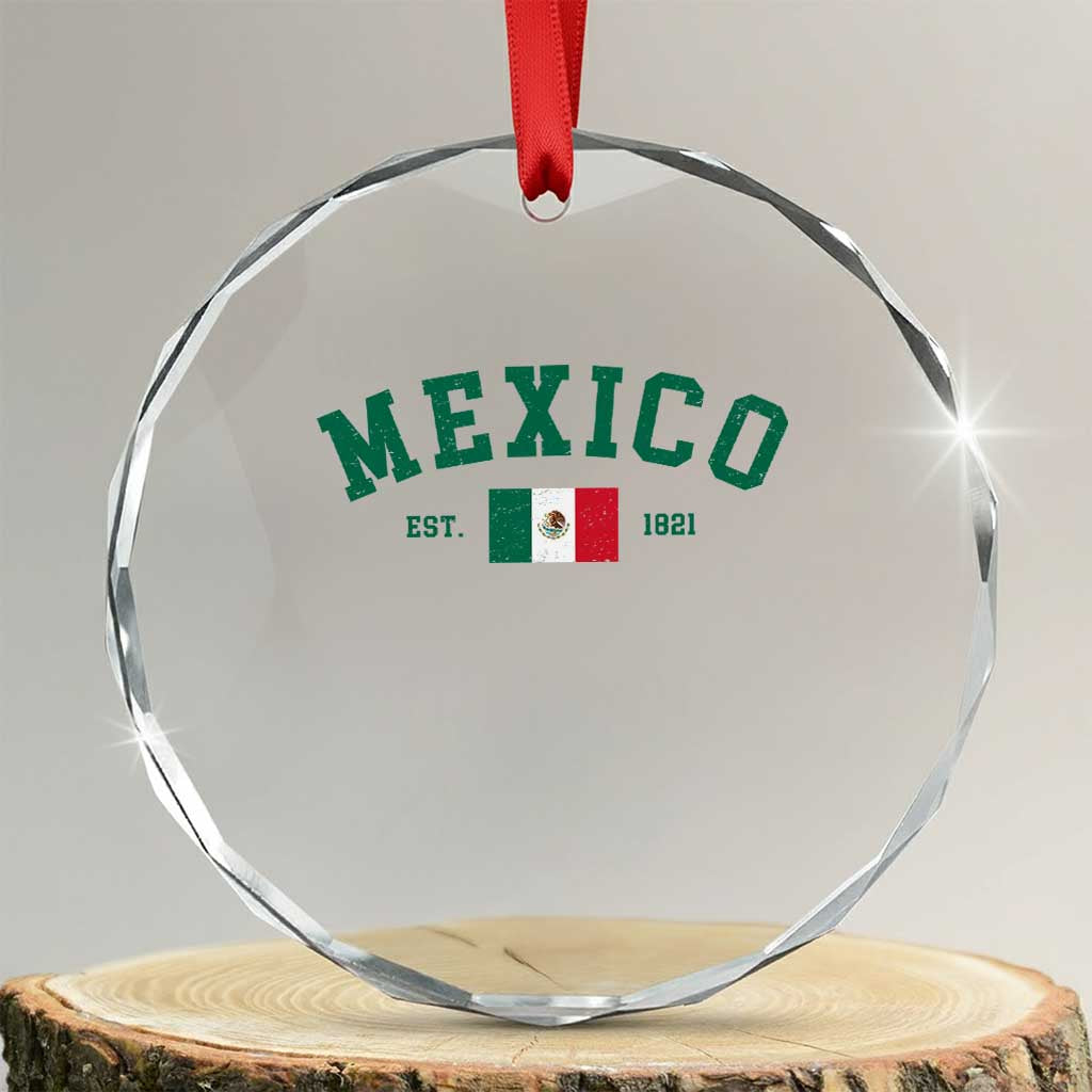 Mexico Mexican Flag Vintage Pride Crystal Glass Ornament TS14 Transparent Glass 3'' Circle Print Your Wear