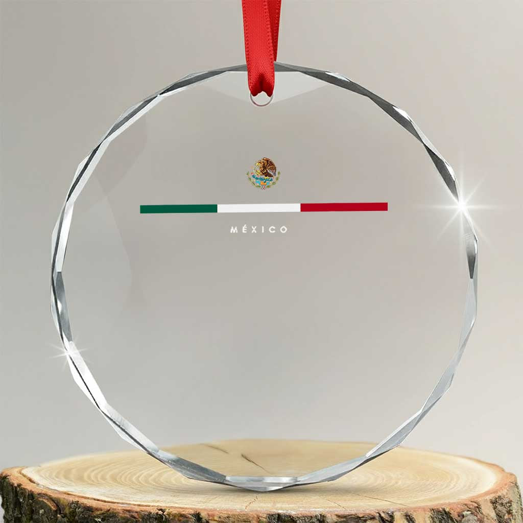 Mexico Pride Crystal Glass Ornament Mexican Flag Independence Day Hispanic Heritage Minimalism TS02 Transparent Glass 3'' Circle Print Your Wear