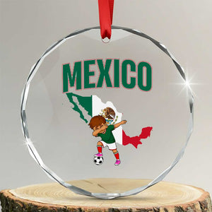Mexico Soccer Boy Dabbing Boy Mexican Flag Map Crystal Glass Ornament TS14 Transparent Glass 3'' Circle Print Your Wear