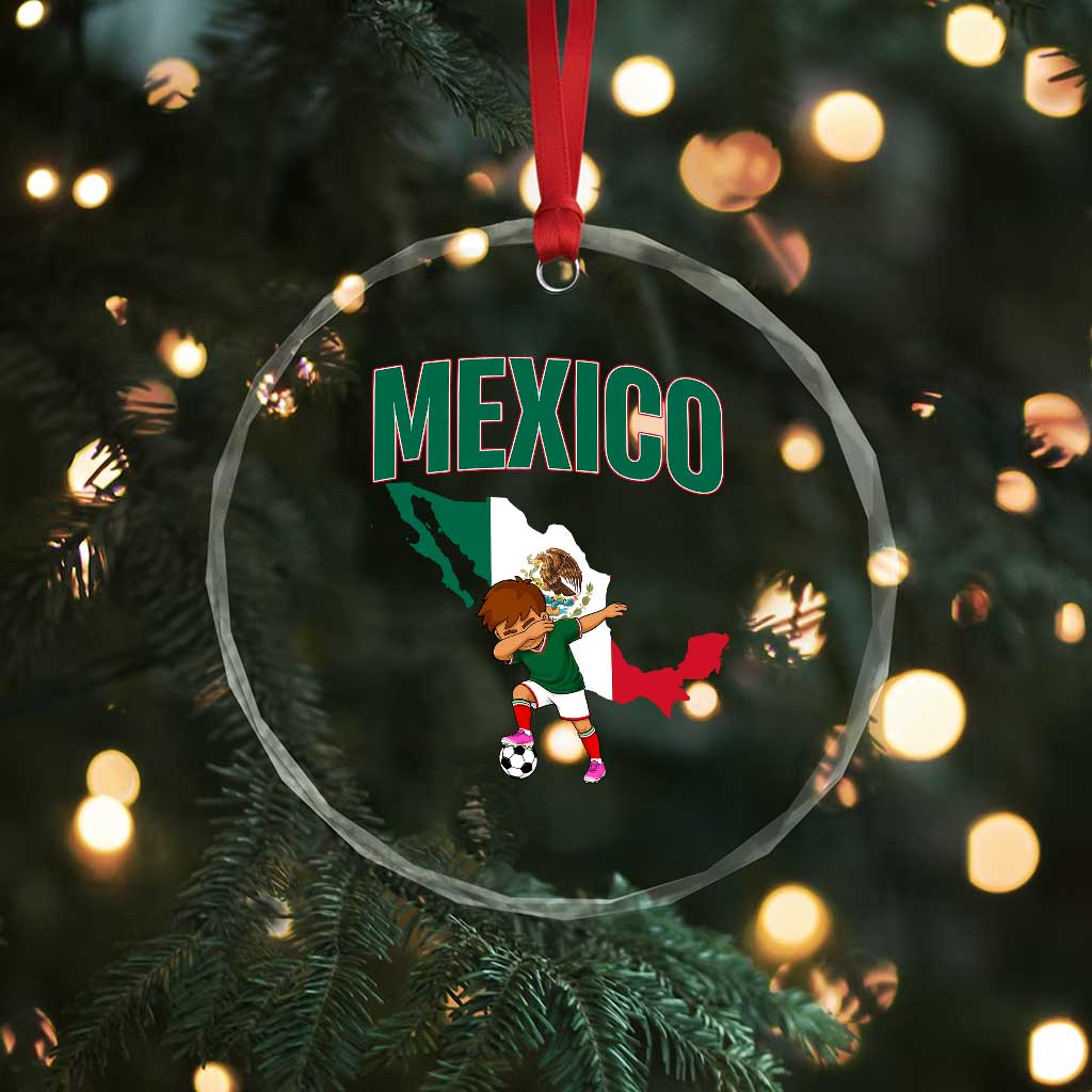 Mexico Soccer Boy Dabbing Boy Mexican Flag Map Crystal Glass Ornament TS14 Print Your Wear
