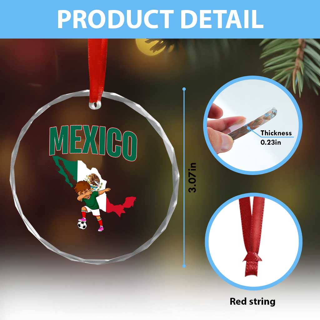 Mexico Soccer Boy Dabbing Boy Mexican Flag Map Crystal Glass Ornament TS14 Print Your Wear