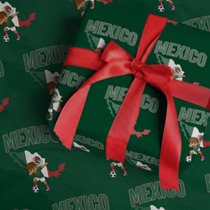 Mexico Soccer Boy Dabbing Boy Mexican Flag Map Wrapping Paper Roll TS14 Green Print Your Wear