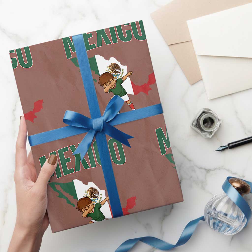 Mexico Soccer Boy Dabbing Boy Mexican Flag Map Wrapping Paper Roll TS14 Mocha Print Your Wear