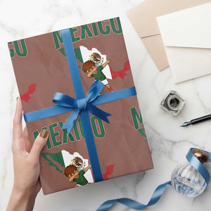 Mexico Soccer Boy Dabbing Boy Mexican Flag Map Wrapping Paper Roll TS14 Mocha Print Your Wear