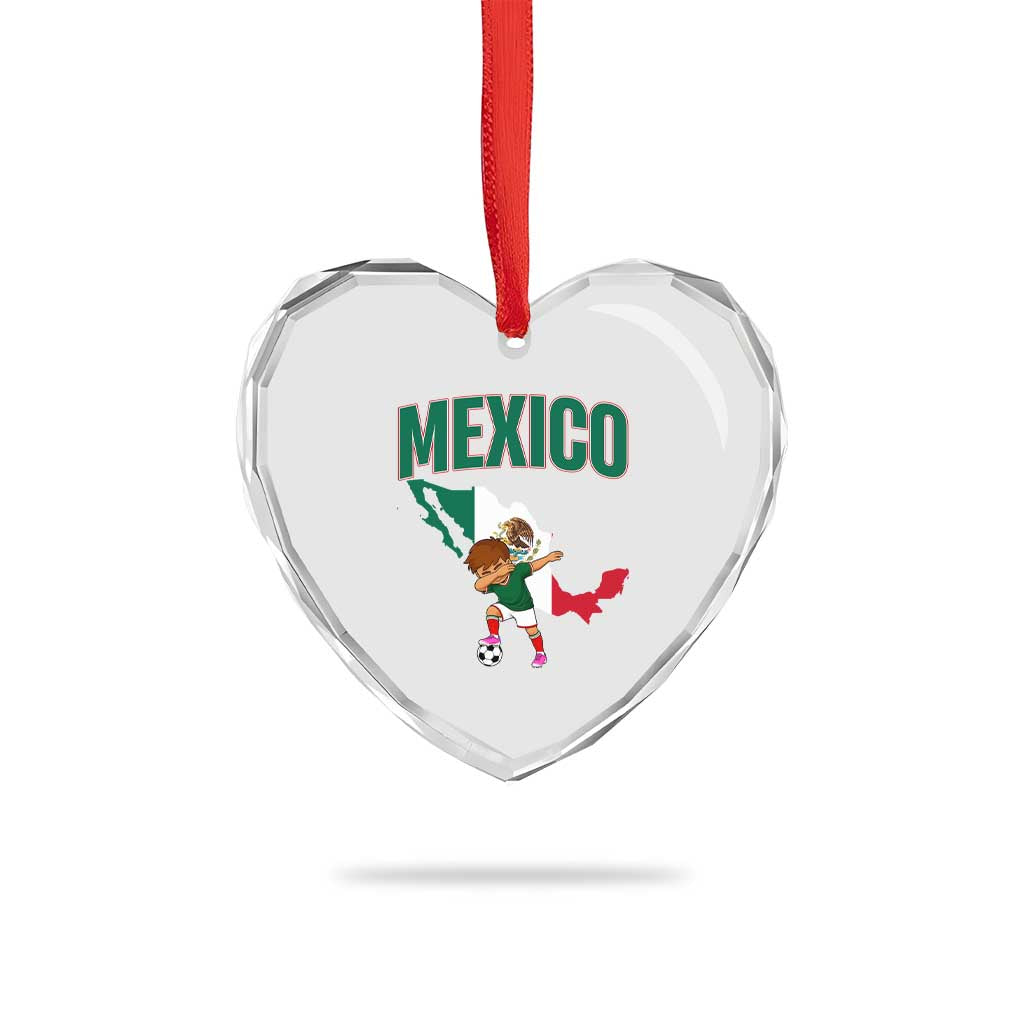 Mexico Soccer Boy Dabbing Boy Mexican Flag Map Heart Crystal Glass Ornament TS14 Print Your Wear