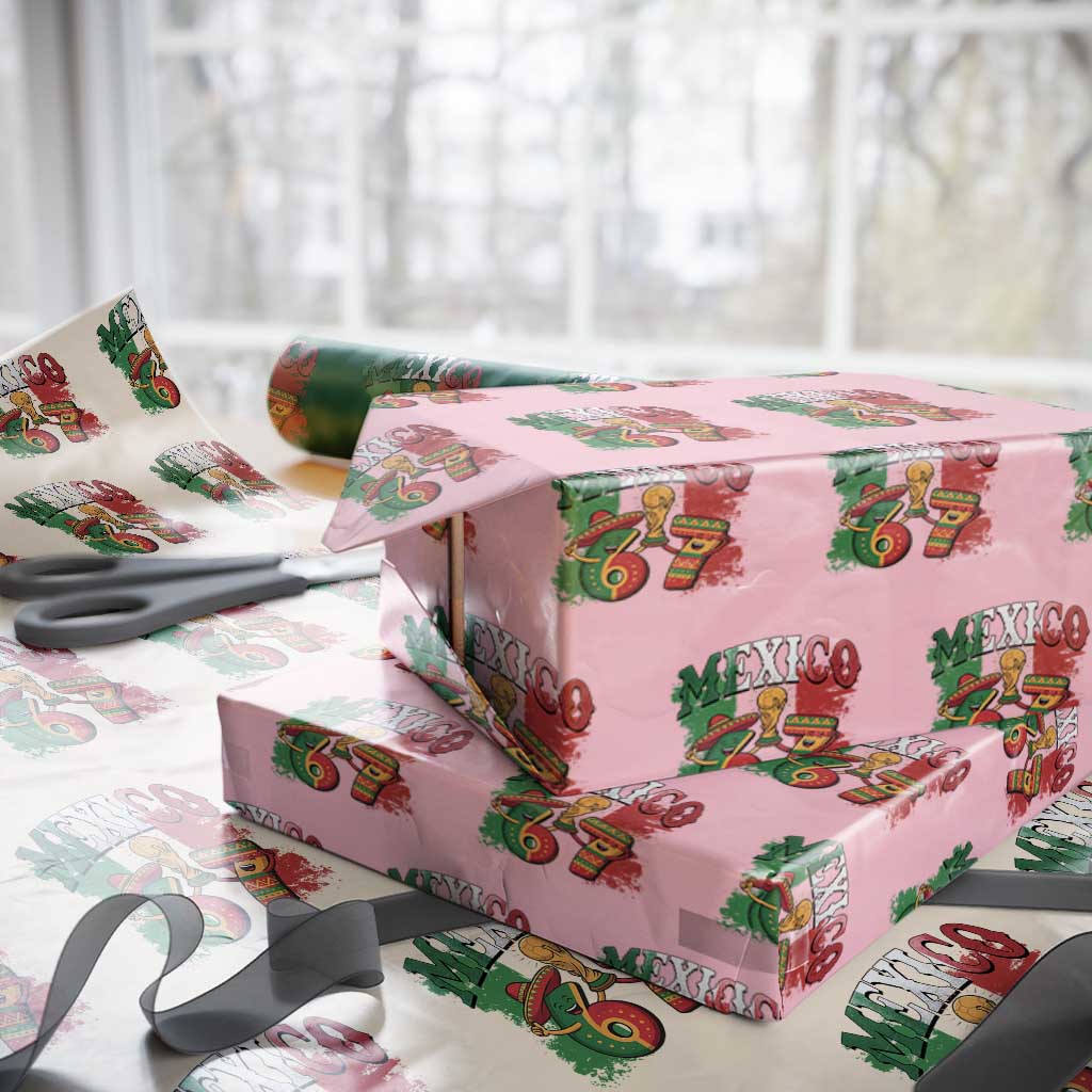 Mexico Soccer Fan Wrapping Paper Roll Funny 67 Viral Gen Alpha Slang Gift TS12 Light Pink Print Your Wear