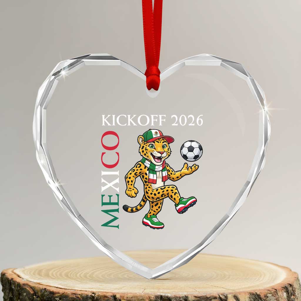 Mexico Soccer Pride Jaguar Kickoff 2026 Heart Crystal Glass Ornament TS12 Transparent Glass 3'' Heart Print Your Wear