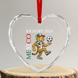 Mexico Soccer Pride Jaguar Kickoff 2026 Heart Crystal Glass Ornament TS12 Transparent Glass 3'' Heart Print Your Wear
