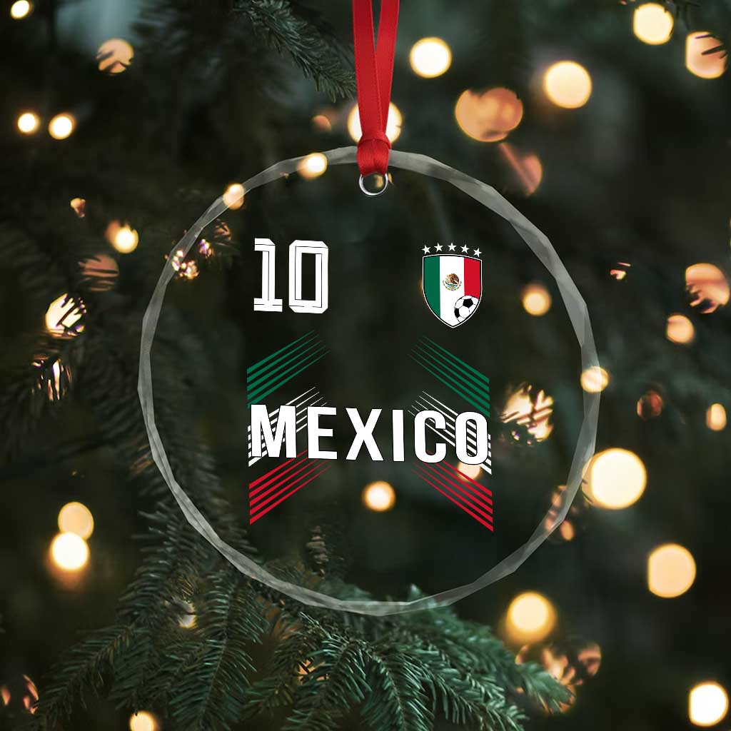 Mexico Soccer Sports Graphic Number 10 Jersey Style Crystal Glass Ornament Proud Mexican Football Fans Game Day Pride