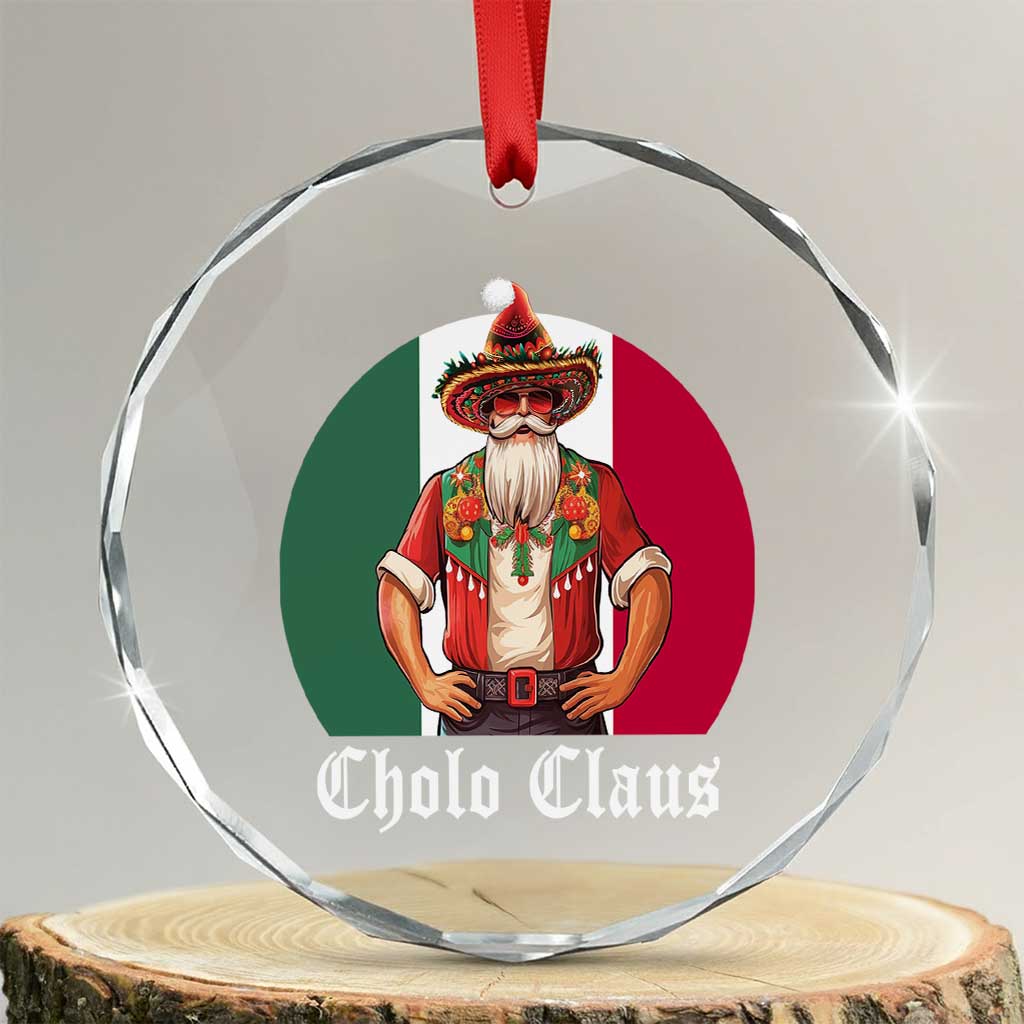Mexico Xmas Crystal Glass Ornament Cholo Claus Mexican Santa Sombrero Feliz Navidad TS09 Transparent Glass 3'' Circle Print Your Wear