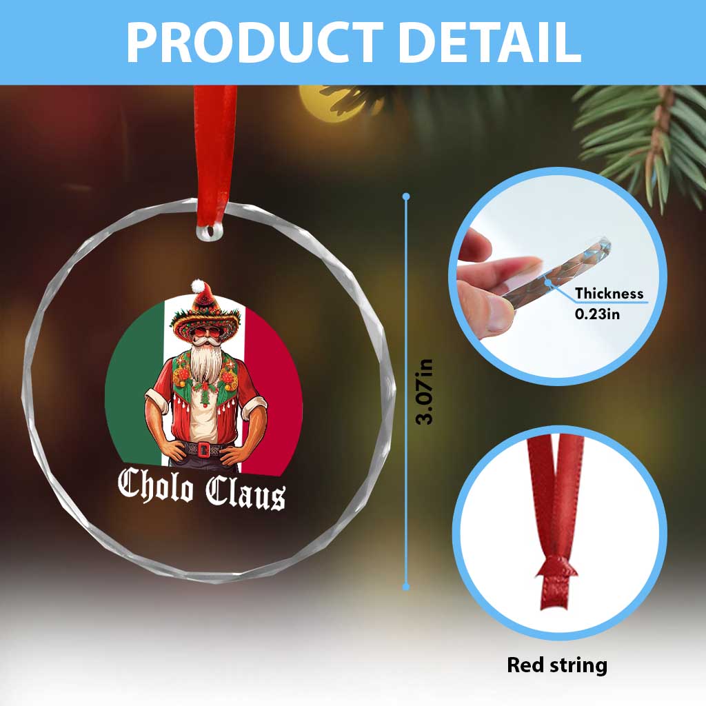 Mexico Xmas Crystal Glass Ornament Cholo Claus Mexican Santa Sombrero Feliz Navidad TS09 Print Your Wear