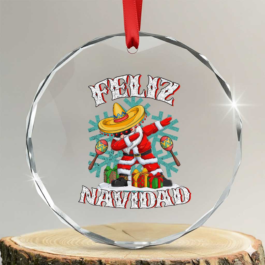 Mexico Xmas Crystal Glass Ornament Feliz Navidad Dabbing Spanish Sombrero TS09 Transparent Glass 3'' Circle Print Your Wear