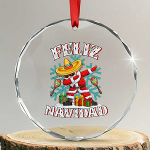 Mexico Xmas Crystal Glass Ornament Feliz Navidad Dabbing Spanish Sombrero TS09 Transparent Glass 3'' Circle Print Your Wear