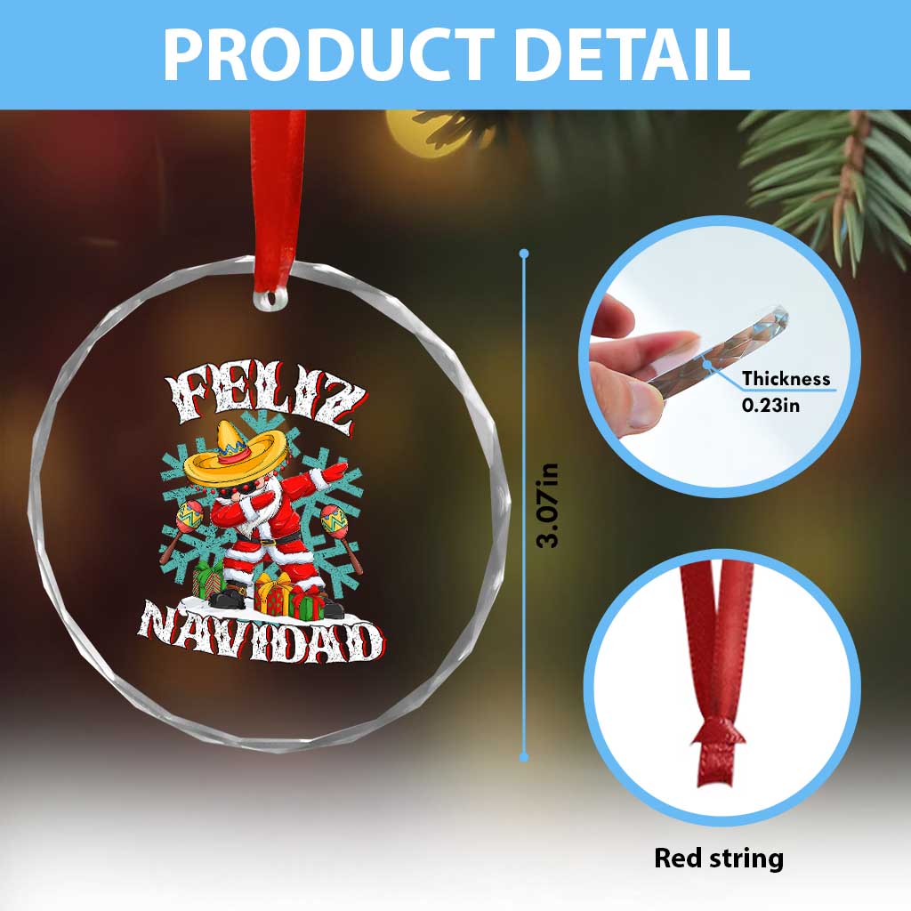 Mexico Xmas Crystal Glass Ornament Feliz Navidad Dabbing Spanish Sombrero TS09 Print Your Wear