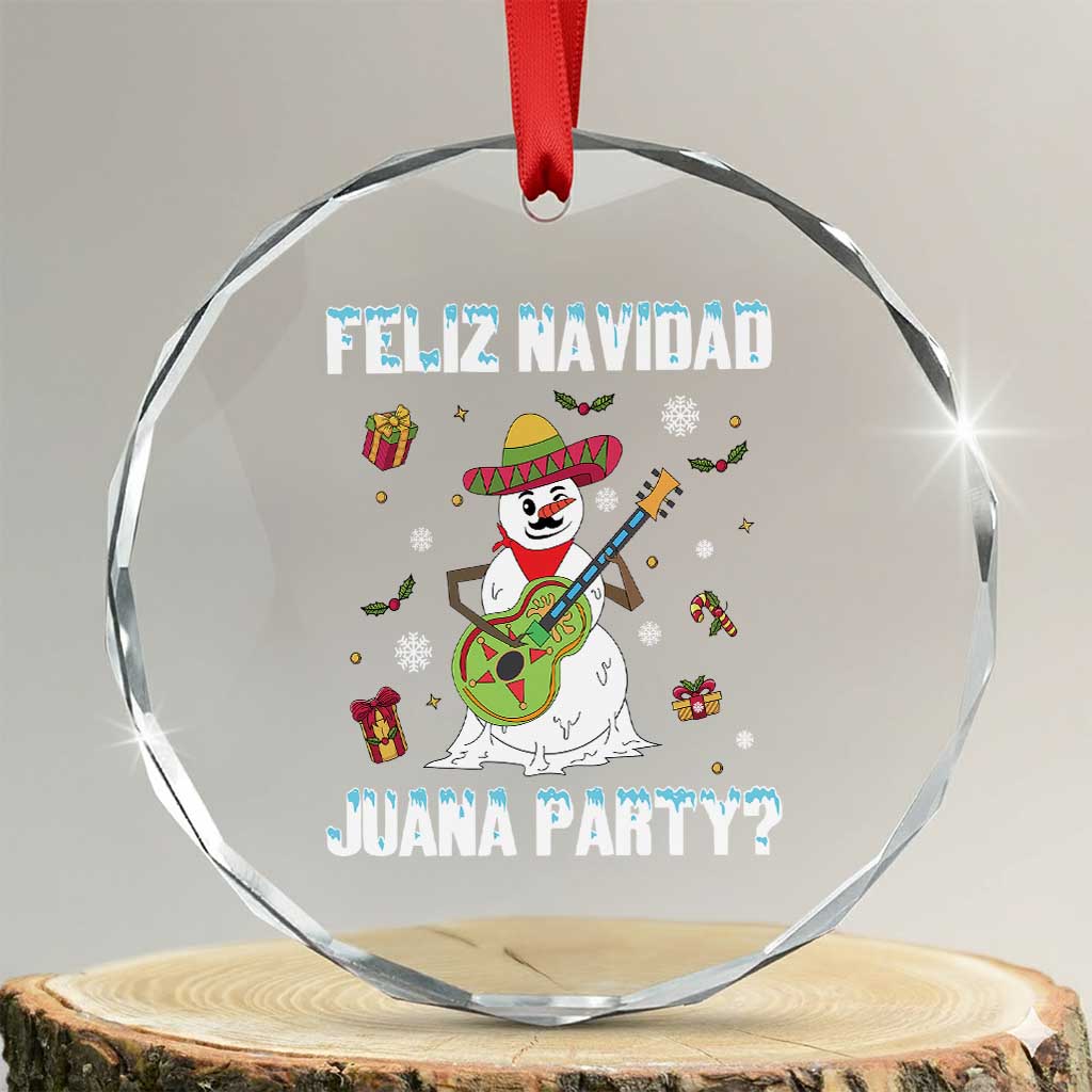 Mexico Xmas Crystal Glass Ornament Feliz Navidad Juana Party Snowman Dancing TS09 Transparent Glass 3'' Circle Print Your Wear