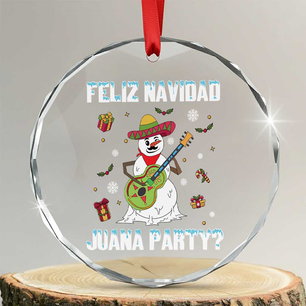 Mexico Xmas Crystal Glass Ornament Feliz Navidad Juana Party Snowman Dancing TS09 Transparent Glass 3'' Circle Print Your Wear