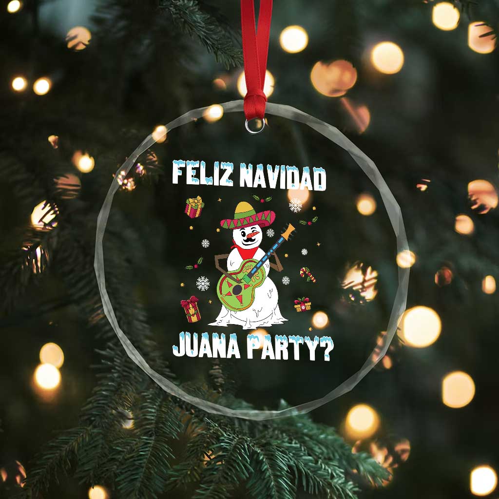 Mexico Xmas Crystal Glass Ornament Feliz Navidad Juana Party Snowman Dancing TS09 Print Your Wear