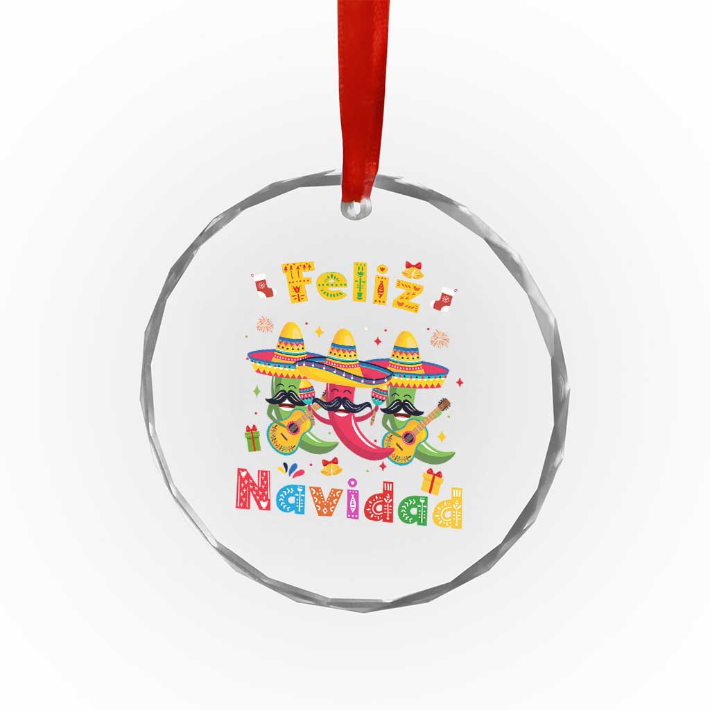Mexico Xmas Crystal Glass Ornament Feliz Navidad Mexican Fiesta Hot Pepper Guitar Party TS09 Print Your Wear