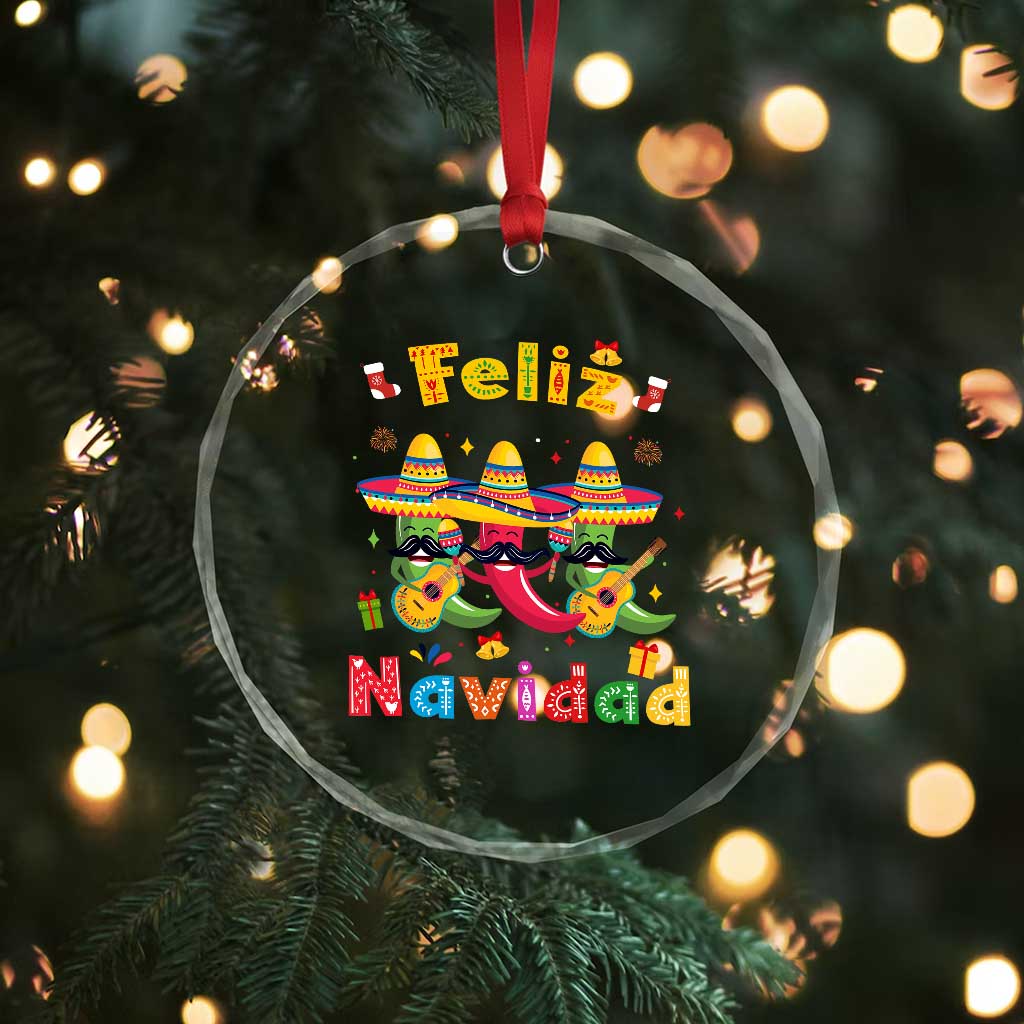 Mexico Xmas Crystal Glass Ornament Feliz Navidad Mexican Fiesta Hot Pepper Guitar Party TS09 Print Your Wear