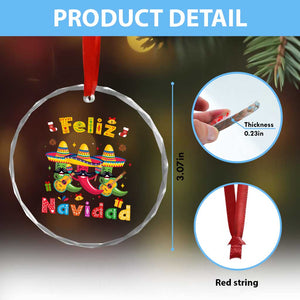 Mexico Xmas Crystal Glass Ornament Feliz Navidad Mexican Fiesta Hot Pepper Guitar Party TS09 Print Your Wear