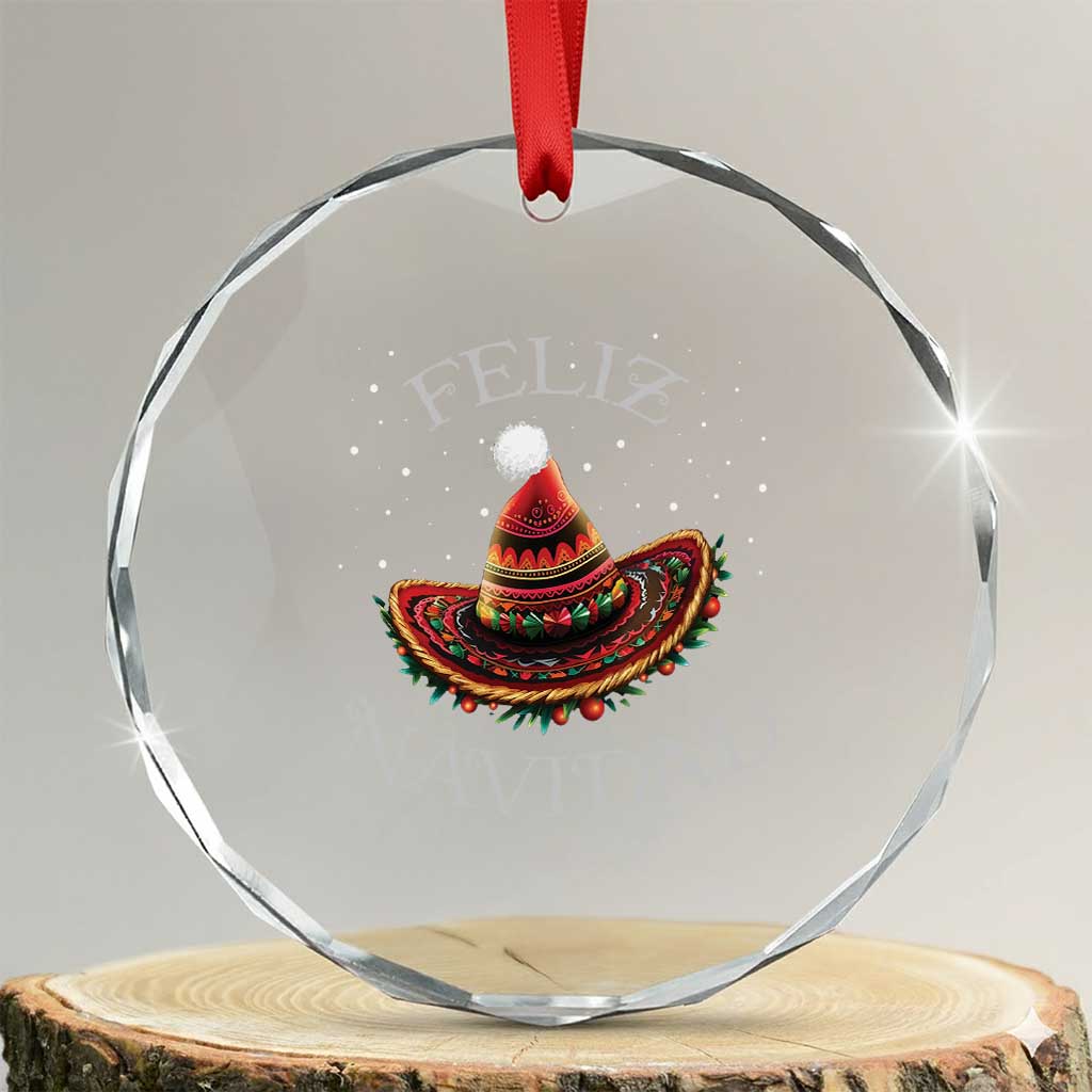 Mexico Xmas Crystal Glass Ornament Feliz Navidad Santa Hat Sombrero TS09 Transparent Glass 3'' Circle Print Your Wear