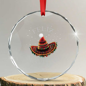 Mexico Xmas Crystal Glass Ornament Feliz Navidad Santa Hat Sombrero TS09 Transparent Glass 3'' Circle Print Your Wear