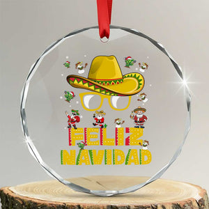 Mexico Xmas Crystal Glass Ornament Feliz Navidad Sombrero TS10 Transparent Glass 3'' Circle Print Your Wear