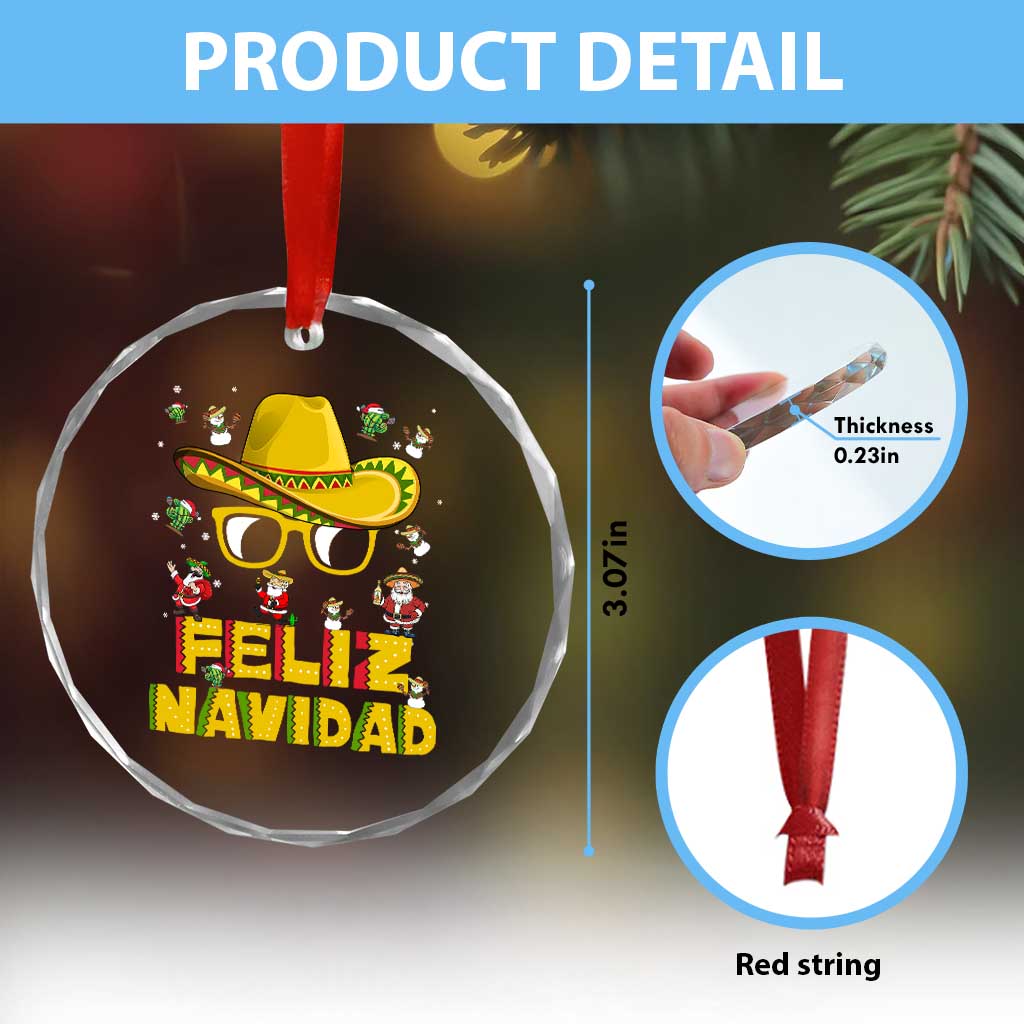 Mexico Xmas Crystal Glass Ornament Feliz Navidad Sombrero TS10 Print Your Wear