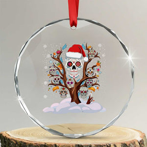 Mexico Xmas Crystal Glass Ornament Sugar Skull On Tree Funny Xmas TS09 Transparent Glass 3'' Circle Print Your Wear