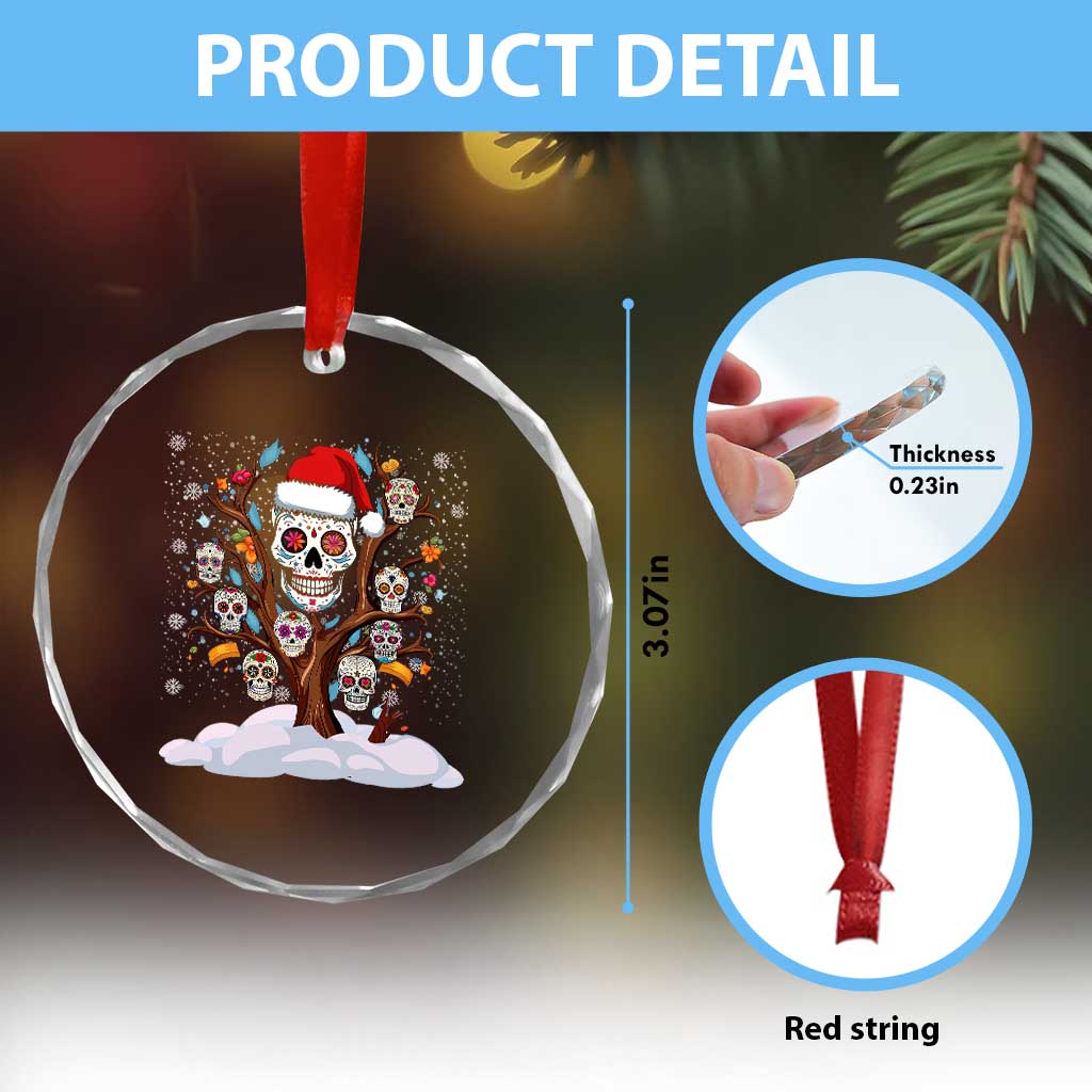 Mexico Xmas Crystal Glass Ornament Sugar Skull On Tree Funny Xmas TS09 Print Your Wear