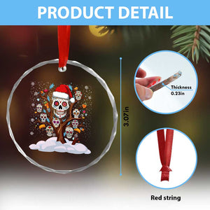 Mexico Xmas Crystal Glass Ornament Sugar Skull On Tree Funny Xmas TS09 Print Your Wear