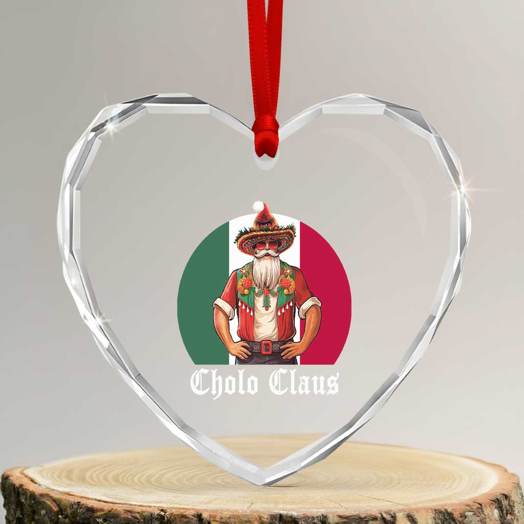 Mexico Xmas Heart Crystal Glass Ornament Cholo Claus Mexican Santa Sombrero Feliz Navidad TS09 Transparent Glass 3'' Heart Print Your Wear