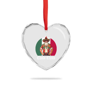 Mexico Xmas Heart Crystal Glass Ornament Cholo Claus Mexican Santa Sombrero Feliz Navidad TS09 Print Your Wear