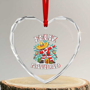 Mexico Xmas Heart Crystal Glass Ornament Feliz Navidad Dabbing Spanish Sombrero TS09 Transparent Glass 3'' Heart Print Your Wear