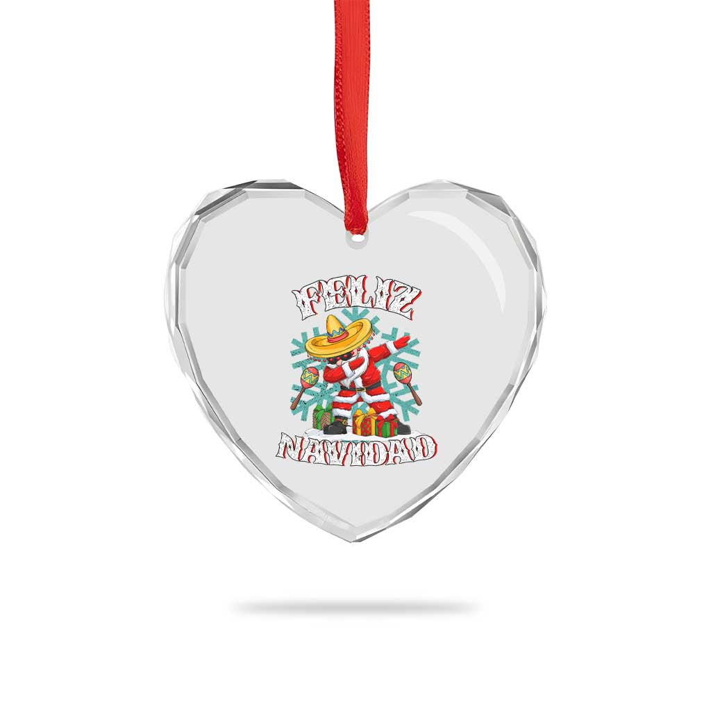 Mexico Xmas Heart Crystal Glass Ornament Feliz Navidad Dabbing Spanish Sombrero TS09 Print Your Wear