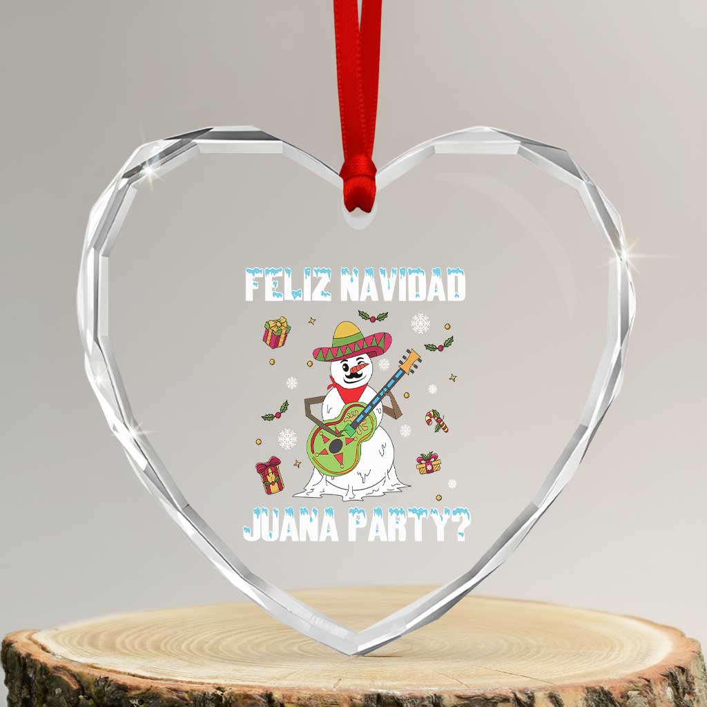 Mexico Xmas Heart Crystal Glass Ornament Feliz Navidad Juana Party Snowman Dancing TS09 Transparent Glass 3'' Heart Print Your Wear