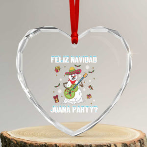 Mexico Xmas Heart Crystal Glass Ornament Feliz Navidad Juana Party Snowman Dancing TS09 Transparent Glass 3'' Heart Print Your Wear